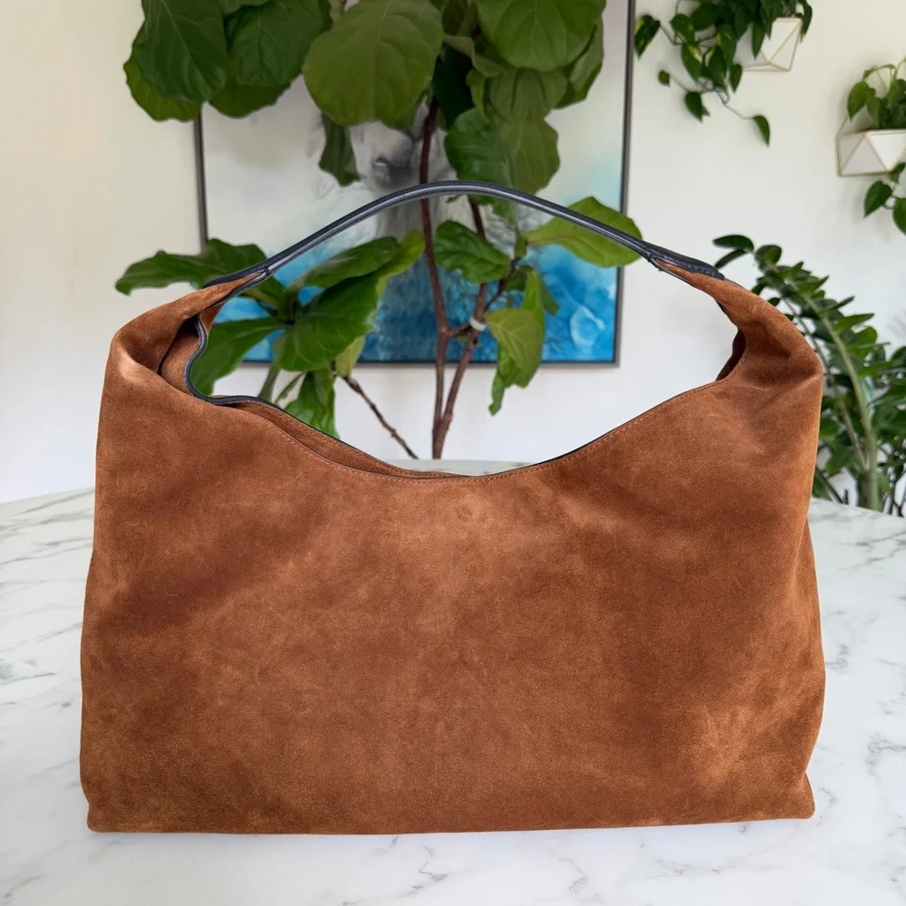 NWT Madewell The Mylie Shoulder Bag in Italian Suede Russet Multi Whiskey Brown - Picture 2 of 14